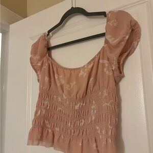 Aritzia Wilfred Coral Blush Blouse